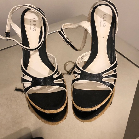 Guess by Marciano black and white wedge sandals - Picture 3 of 4